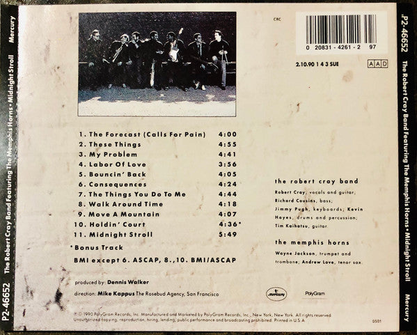 The Robert Cray Band Featuring The Memphis Horns : Midnight Stroll (CD, Album, Club)