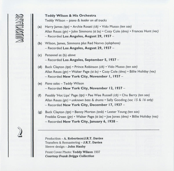 Teddy Wilson : Blue Mood (CD, Comp, Mono, RE, RM)