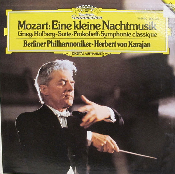 Wolfgang Amadeus Mozart, Edvard Grieg, Sergei Prokofiev, Berliner Philharmoniker · Herbert von Karajan : Eine Kleine Nachtmusik · Holberg-Suite · Symphonie Classique (LP, Club)