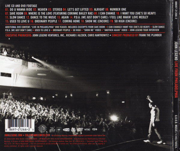 John Legend : Live From Philadelphia (CD, Album + DVD, NTSC + Tar)