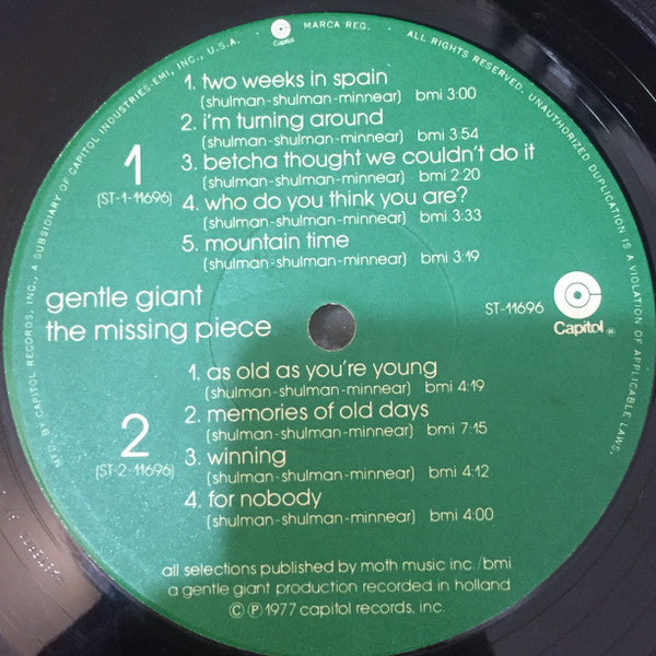 Gentle Giant : The Missing Piece (LP, Album, Jac)