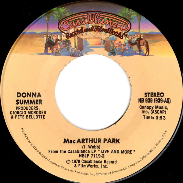 Donna Summer : Mac Arthur Park / Once Upon A Time (7", Single, PRC)