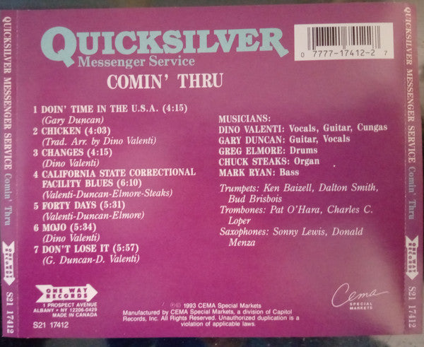 Quicksilver Messenger Service : Comin' Thru (CD, Album, RE)