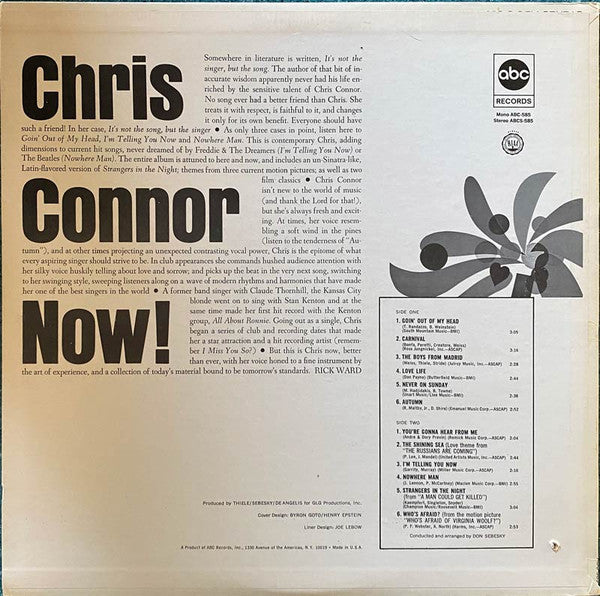 Chris Connor : Now!  (LP, Mono)