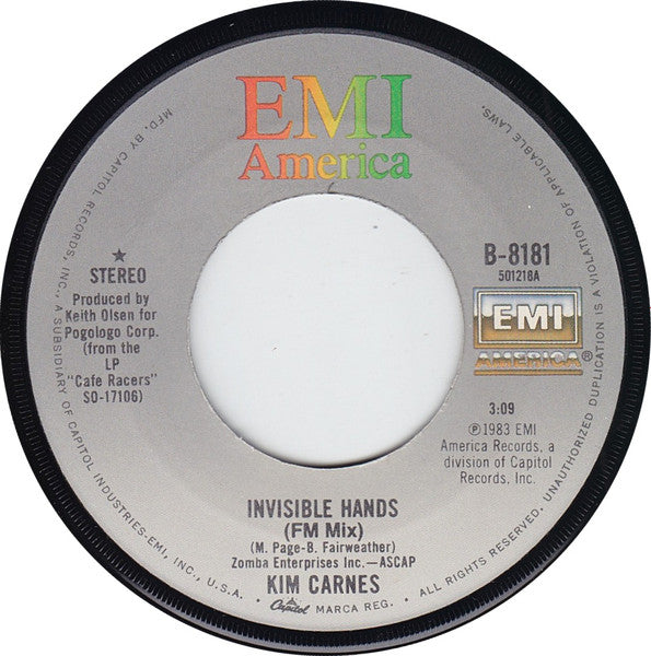 Kim Carnes : Invisible Hands (7", Single, Jac)