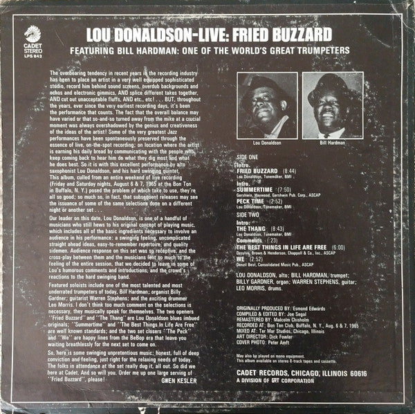 Lou Donaldson : Live: Fried Buzzard (LP, Album, Promo)