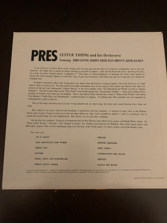 Lester Young And His Orchestra : Pres (LP, Album, Mono)