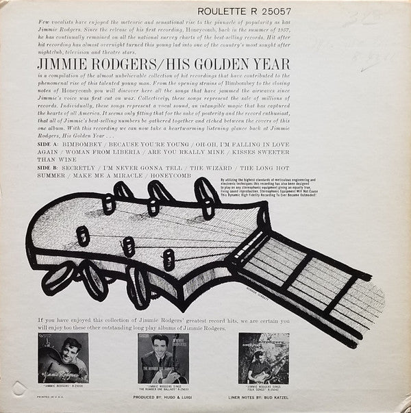 Jimmie Rodgers (2) . . . . . . Hugo Peretti Orchestra* : His Golden Year (LP, Comp, Mono)