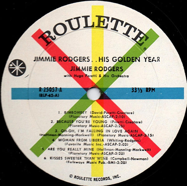 Jimmie Rodgers (2) . . . . . . Hugo Peretti Orchestra* : His Golden Year (LP, Comp, Mono)