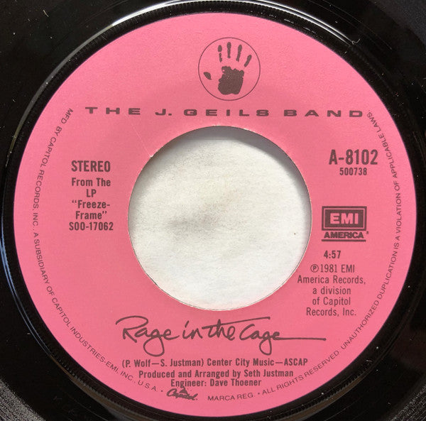 The J. Geils Band : Centerfold (7", Single, Styrene, Los)