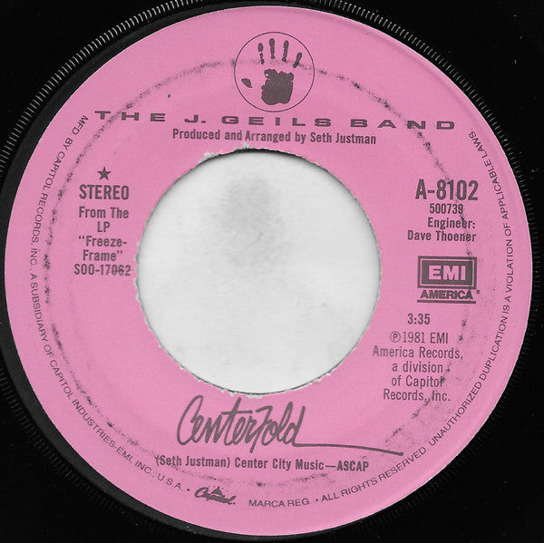 The J. Geils Band : Centerfold (7", Single, Jac)