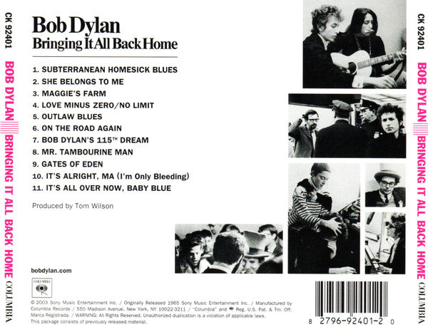 Bob Dylan : Bringing It All Back Home (CD, Album, RE, RM)