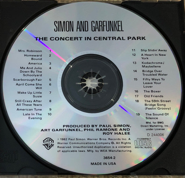 Simon And Garfunkel* : The Concert In Central Park (CD, Album, Club, RE)