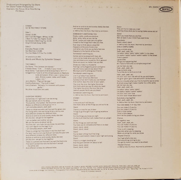 Sly & The Family Stone : Stand! (LP, Album, Gat)