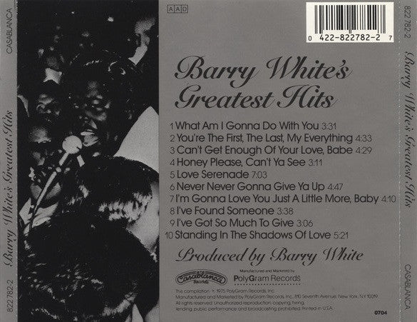 Barry White : Barry White's Greatest Hits (CD, Comp, RE, PDO)