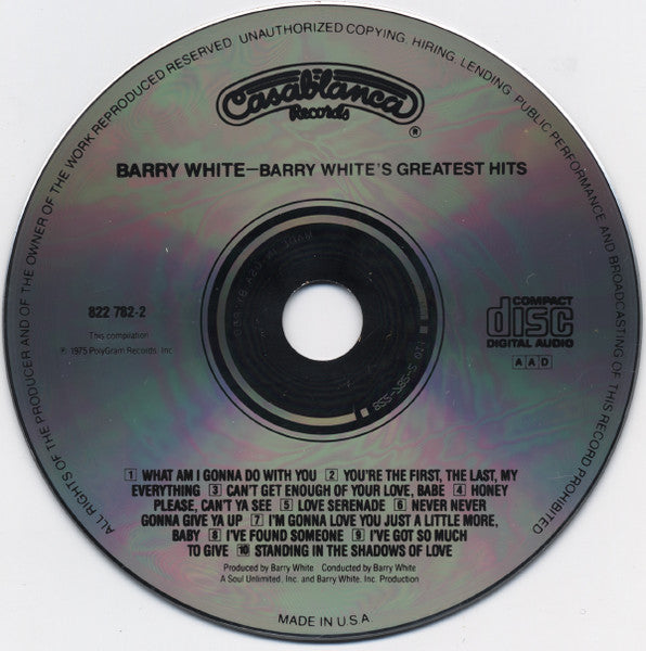 Barry White : Barry White's Greatest Hits (CD, Comp, RE, PDO)
