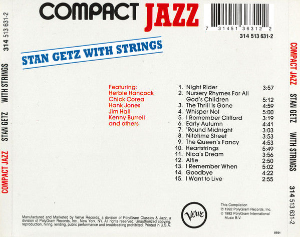 Stan Getz : Stan Getz With Strings (CD, Comp)