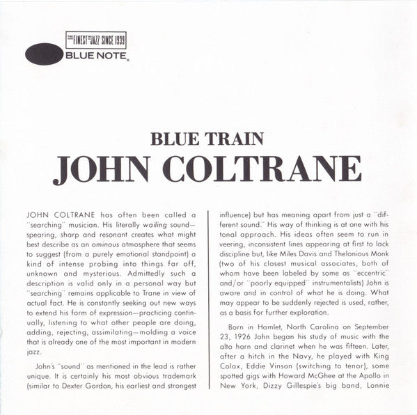 John Coltrane : Blue Train (CD, Album, RE)