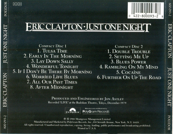 Eric Clapton : Just One Night (2xCD, Album, RE, PDO)