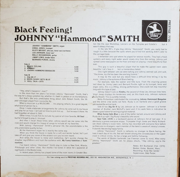 Johnny "Hammond" Smith* : Black Feeling! (LP, Album, Pur)