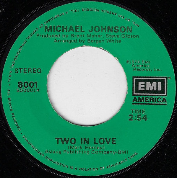 Michael Johnson (5) : Bluer Than Blue (7", Single, Jac)