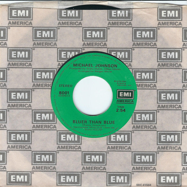 Michael Johnson (5) : Bluer Than Blue (7", Single, Jac)