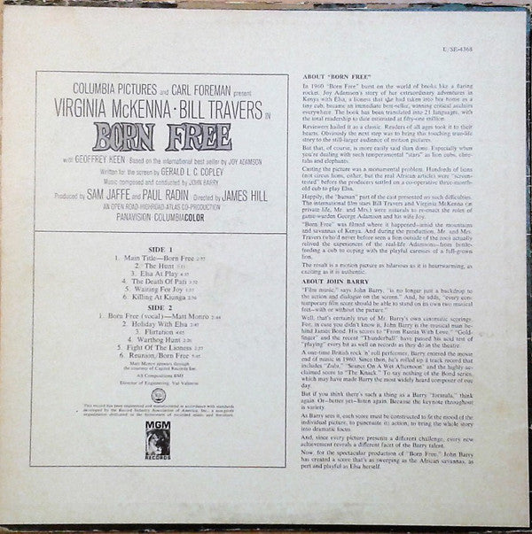 John Barry : Born Free (Original Sound Track Recording) (LP, Album)