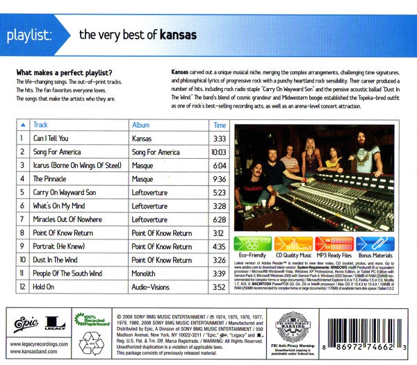 Kansas (2) : Playlist: The Very Best Of Kansas (CD, Comp, Enh, RM, Eco)
