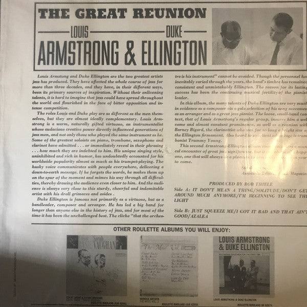 Louis Armstrong & Duke Ellington : The Great Reunion (LP, Album, RE, RM, 180)