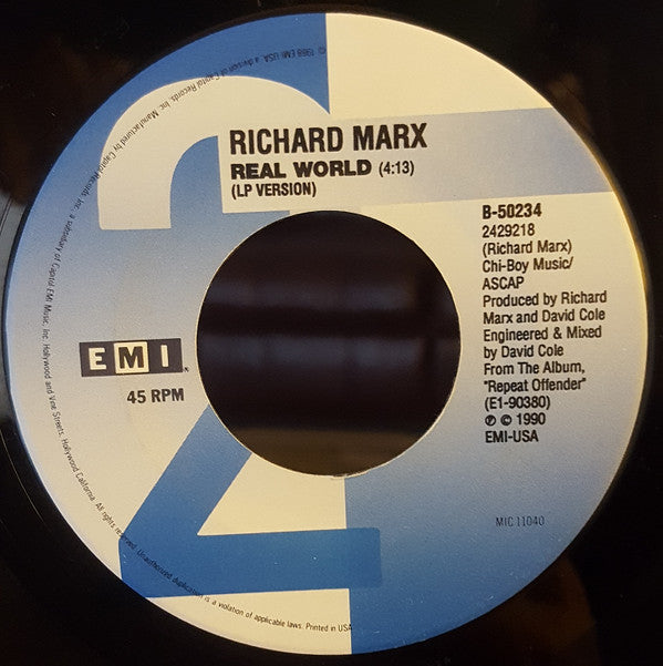 Richard Marx : Too Late To Say Goodbye (7", Single)