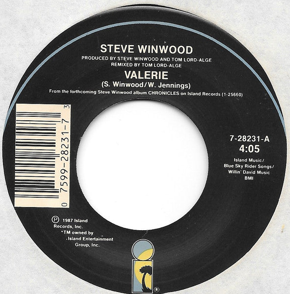 Steve Winwood : Valerie (7", Single, Spe)