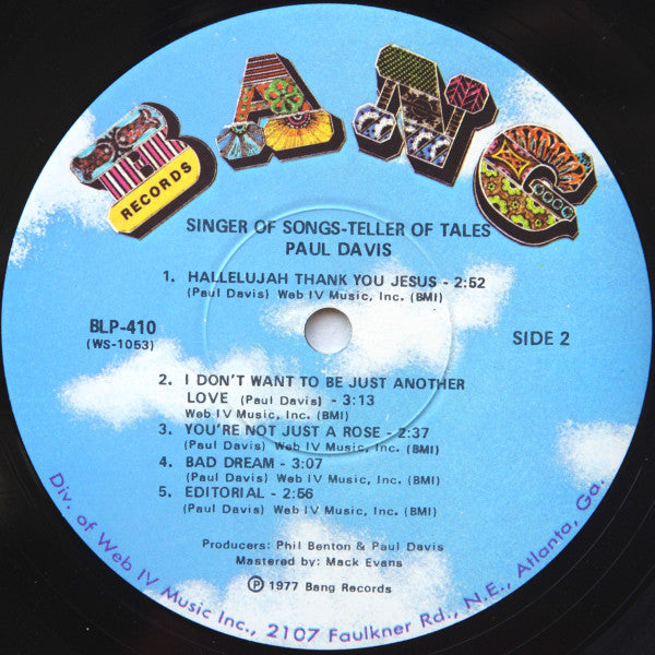 Paul Davis (3) : Singer Of Songs - Teller Of Tales (LP, Album, Paw)