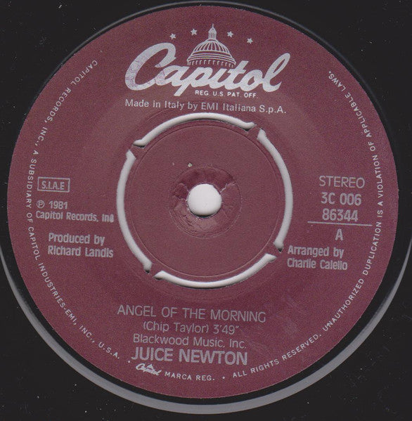 Juice Newton : Angel Of The Morning (7", Single)