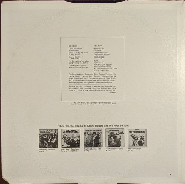 Kenny Rogers And The First Edition* : Tell It All, Brother (LP, Album, Ter)