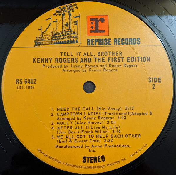 Kenny Rogers And The First Edition* : Tell It All, Brother (LP, Album, Ter)