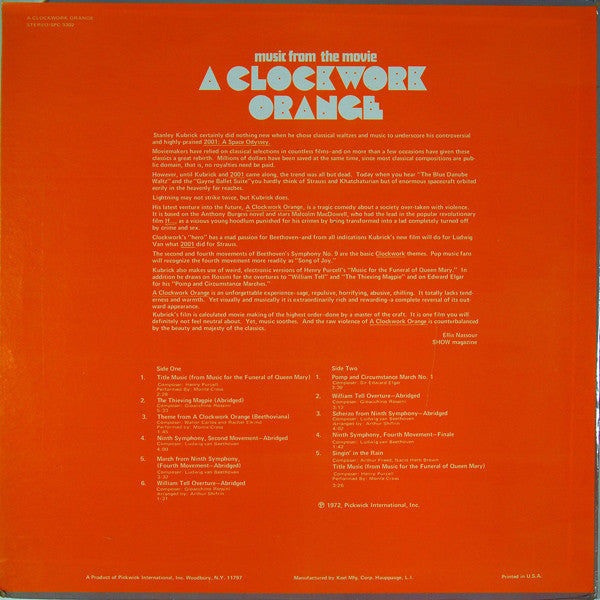 Monte Cross / English Festival Orchestra : Music From The Movie A Clockwork Orange (LP, Album)