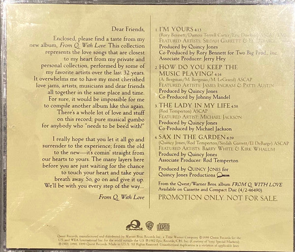 Quincy Jones : From Q With Love - A personal Love Letter (CD, Promo, Smplr)