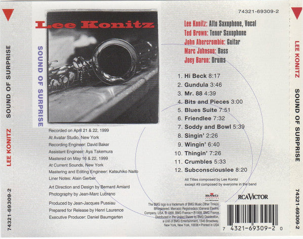 Lee Konitz : Sound Of Surprise (CD, Album)