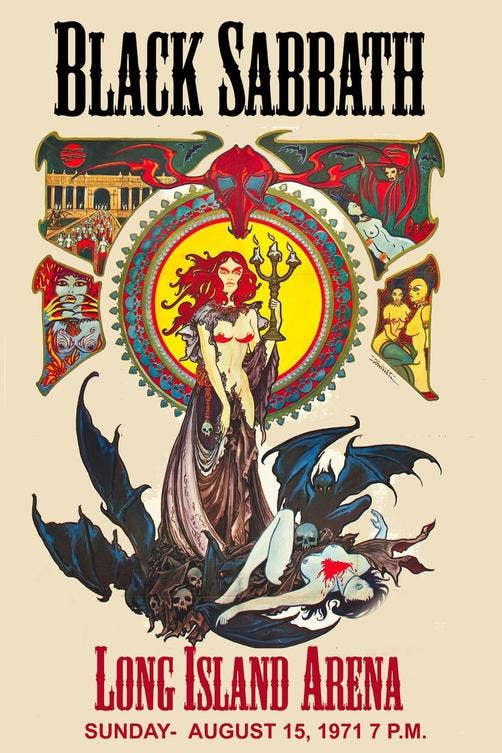Black Sabbath Long Island Arena 1971 Poster 11" x 17"