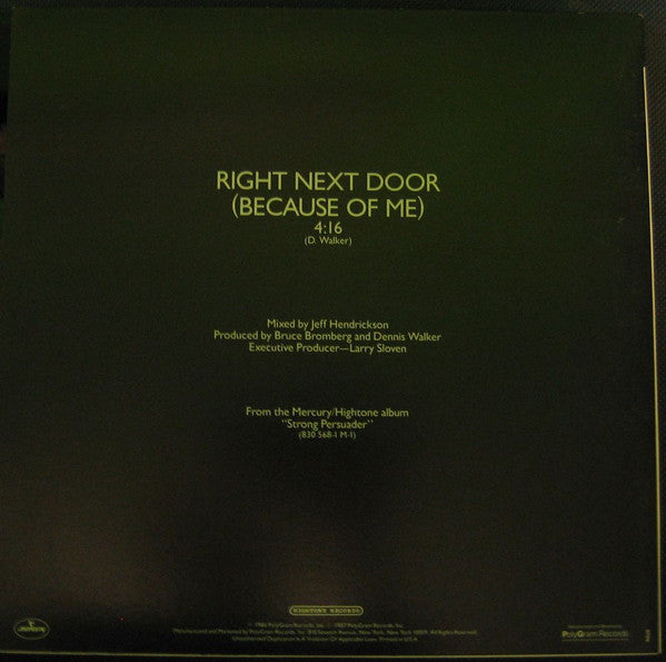 Robert Cray : Right Next Door (Because Of Me) (12", Single, Promo)