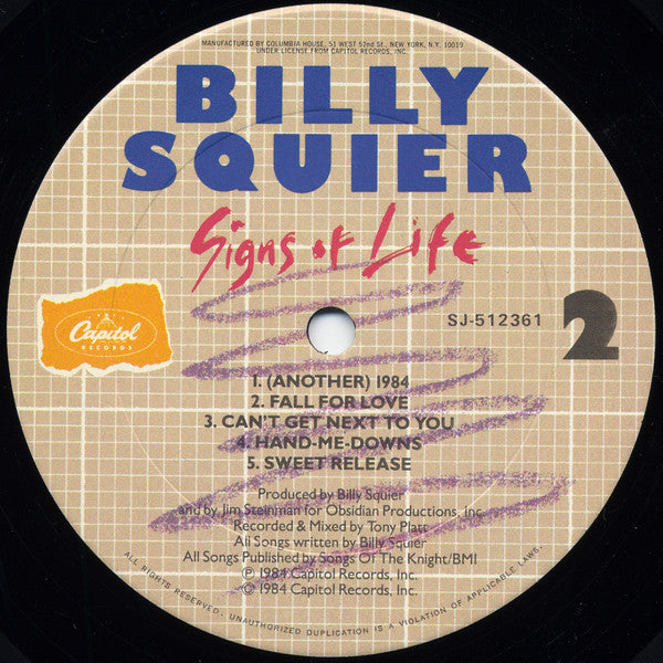 Billy Squier : Signs Of Life (LP, Album, Club)
