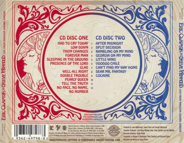 Eric Clapton And Steve Winwood : Live From Madison Square Garden (2xCD, Album)