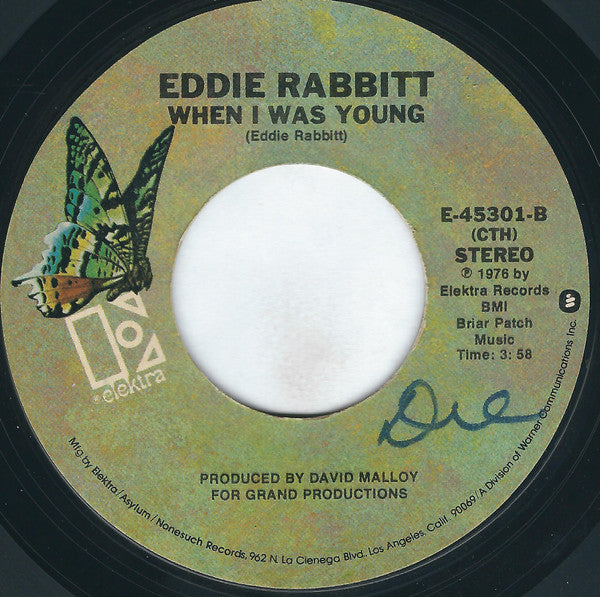 Eddie Rabbitt : Drinkin' My Baby (Off My Mind) / When I Was Young (7", Single, Styrene, Ter)