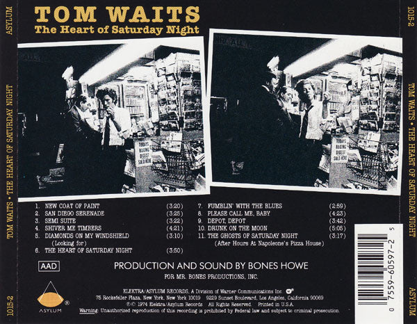 Tom Waits : The Heart Of Saturday Night (CD, Album, RE)