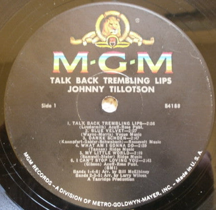 Johnny Tillotson : Talk Back Trembling Lips (LP, Album, Mono)