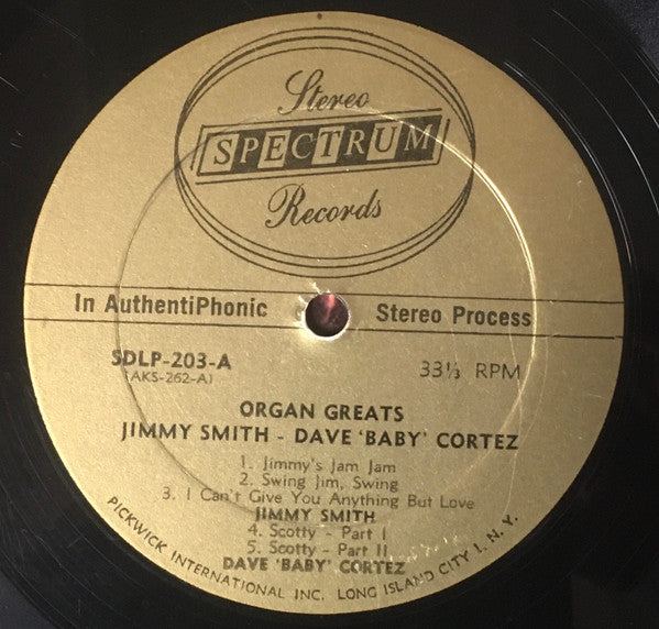 Jimmy Smith & Dave "Baby" Cortez : Organ Greats (LP, Comp)