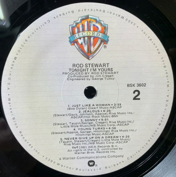 Rod Stewart : Tonight I'm Yours (LP, Album, Wak)