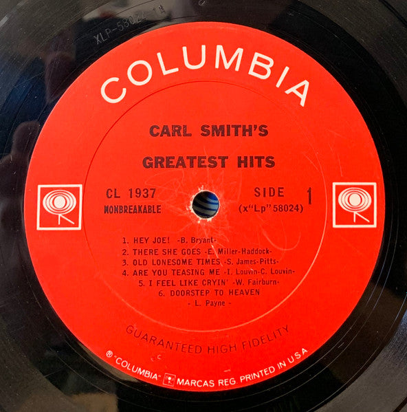 Carl Smith (3) : Carl Smith's Greatest Hits (LP, Comp, Mono, Pit)