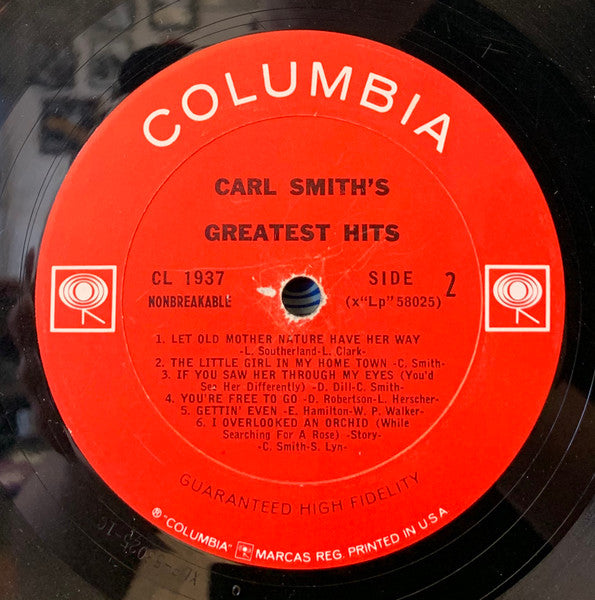 Carl Smith (3) : Carl Smith's Greatest Hits (LP, Comp, Mono, Pit)