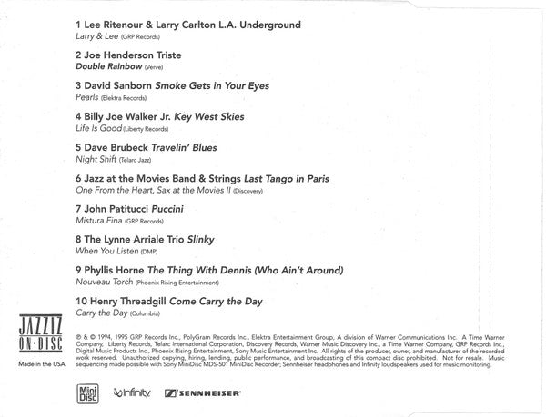 Various : Jazziz Magazine On-Disc - June 1995 (CD, Comp, Promo)